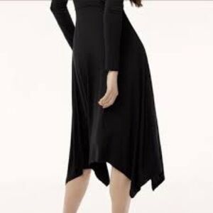 Aritzia Wilfred Free Black Maxi Dress Asymmetric Hem Long Sleeve Sz S (a2